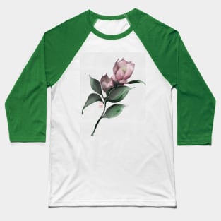 pink watercolor and sumiE camellia Baseball T-Shirt